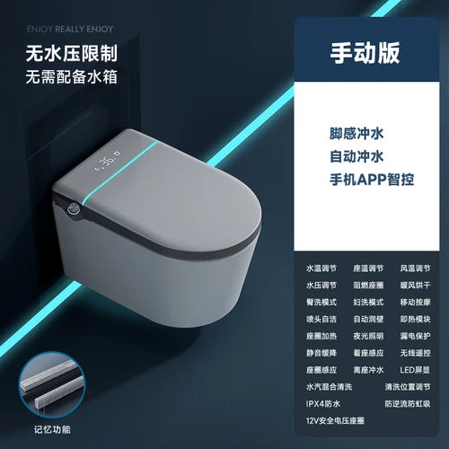 Wall mounted intelligent hidden water tank embedded wall row automatic toilet