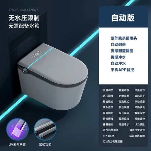 Wall mounted intelligent hidden water tank embedded wall row automatic toilet