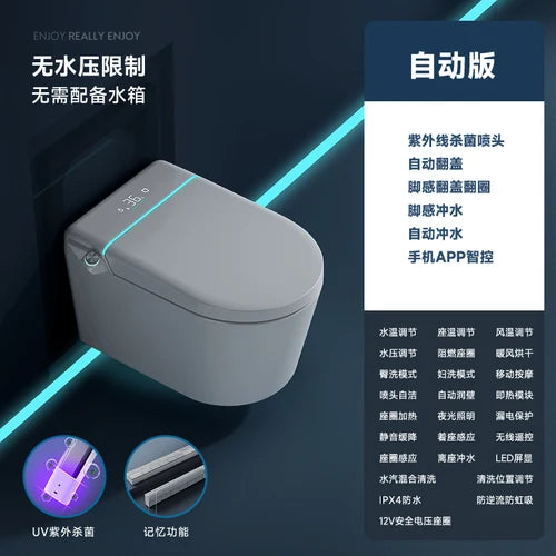 Wall mounted intelligent hidden water tank embedded wall row automatic toilet