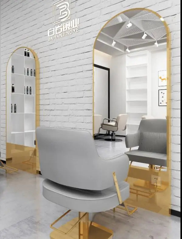 Wanghong barber shop Jingtai hairdresser mirror trendy double sided mirror cabinet integrated hair salon