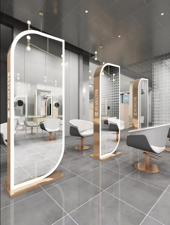 Wanghong barber shop Jingtai hairdresser mirror trendy double sided mirror cabinet integrated hair salon