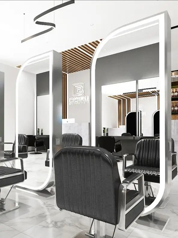 Wanghong barber shop Jingtai hairdresser mirror trendy double sided mirror cabinet integrated hair salon