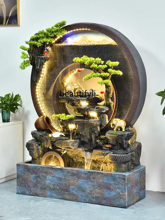 Water Curtain Wall Flowing Water Rockery Fountain Landscape Villa Decorative Screen Courtyard Fish Pond Landscape Decoration