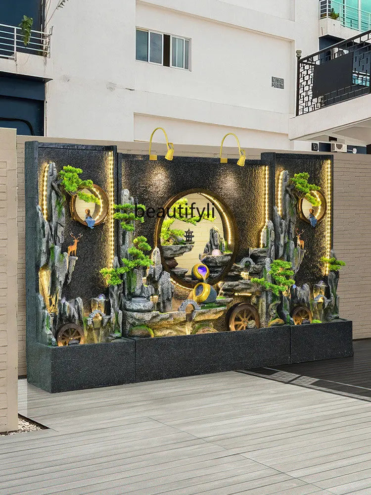 Water Curtain Wall Flowing Water Rockery Fountain Landscape Villa Decorative Screen Courtyard Fish Pond Landscape Decoration