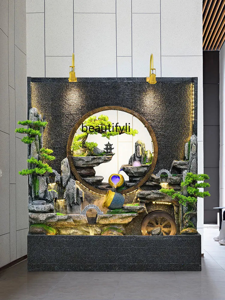 Water Curtain Wall Flowing Water Rockery Fountain Landscape Villa Decorative Screen Courtyard Fish Pond Landscape Decoration