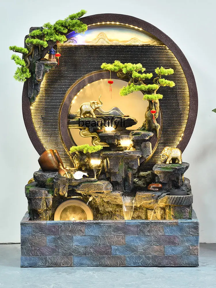 Water Curtain Wall Flowing Water Rockery Fountain Landscape Villa Decorative Screen Courtyard Fish Pond Landscape Decoration