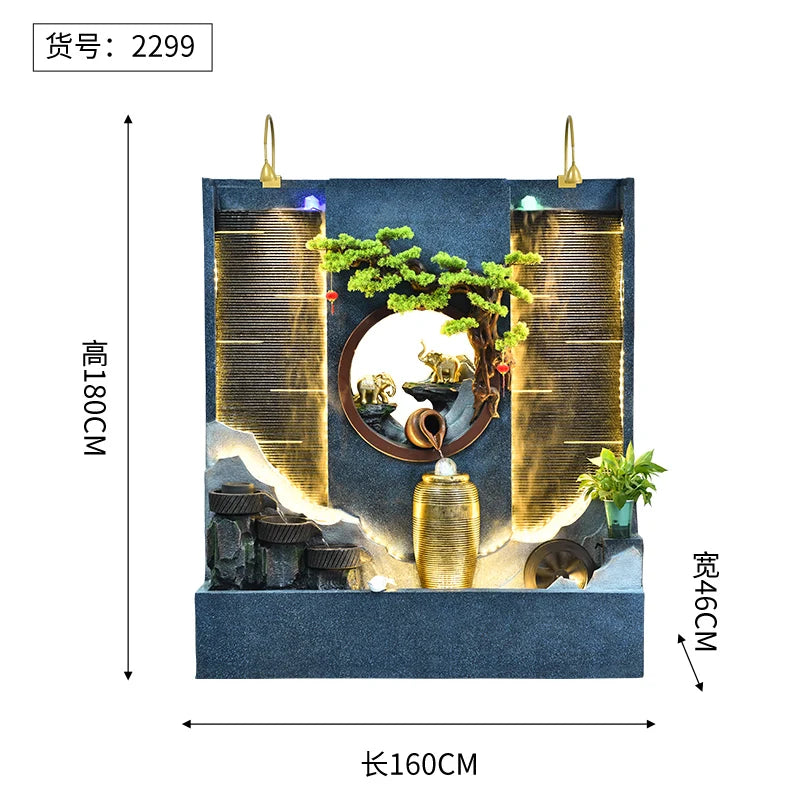 Water Curtain Wall Flowing Water Rockery Fountain Landscape Villa Decorative Screen Courtyard Fish Pond Landscape Decoration