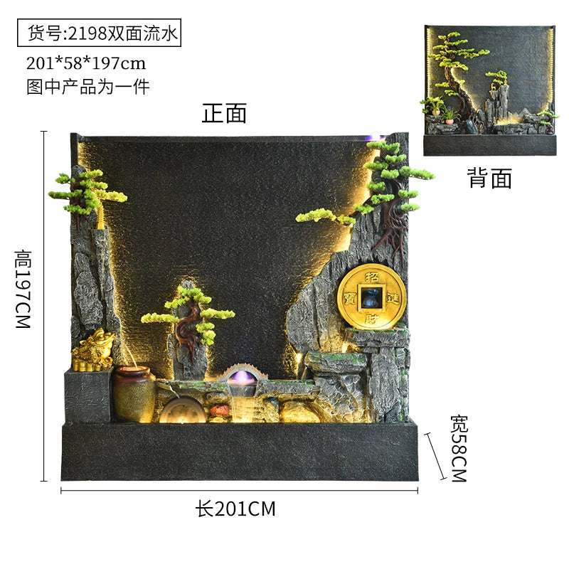 Water Curtain Wall Flowing Water Rockery Fountain Landscape Villa Decorative Screen Courtyard Fish Pond Landscape Decoration