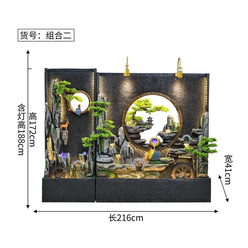 Water Curtain Wall Flowing Water Rockery Fountain Landscape Villa Decorative Screen Courtyard Fish Pond Landscape Decoration