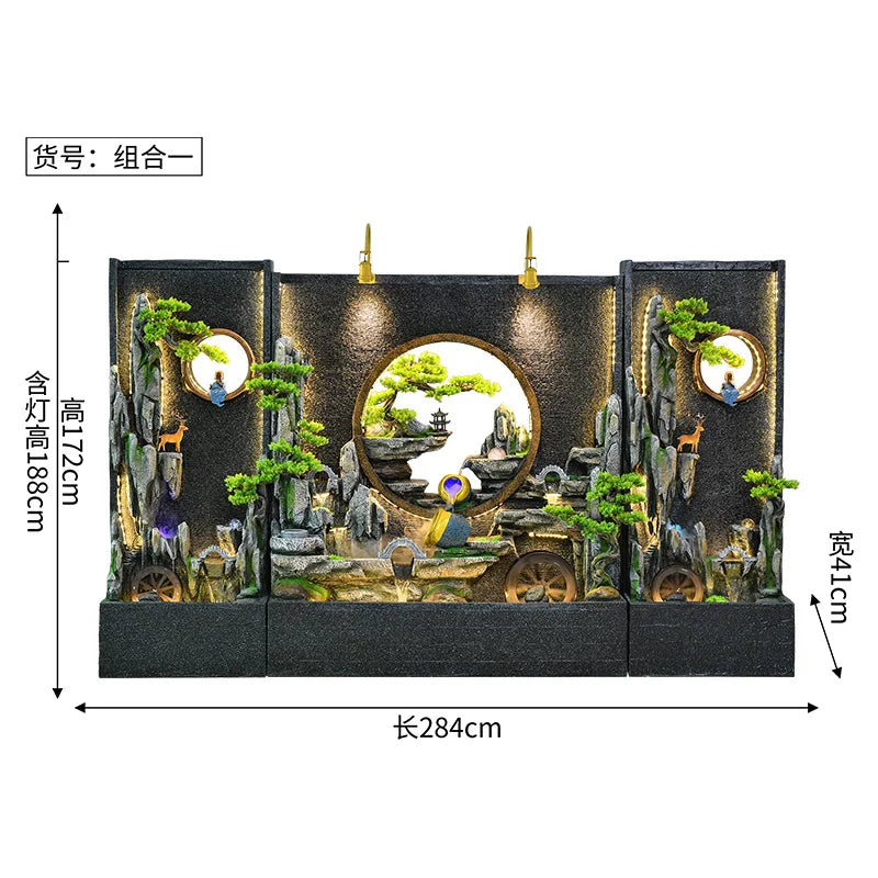 Water Curtain Wall Flowing Water Rockery Fountain Landscape Villa Decorative Screen Courtyard Fish Pond Landscape Decoration