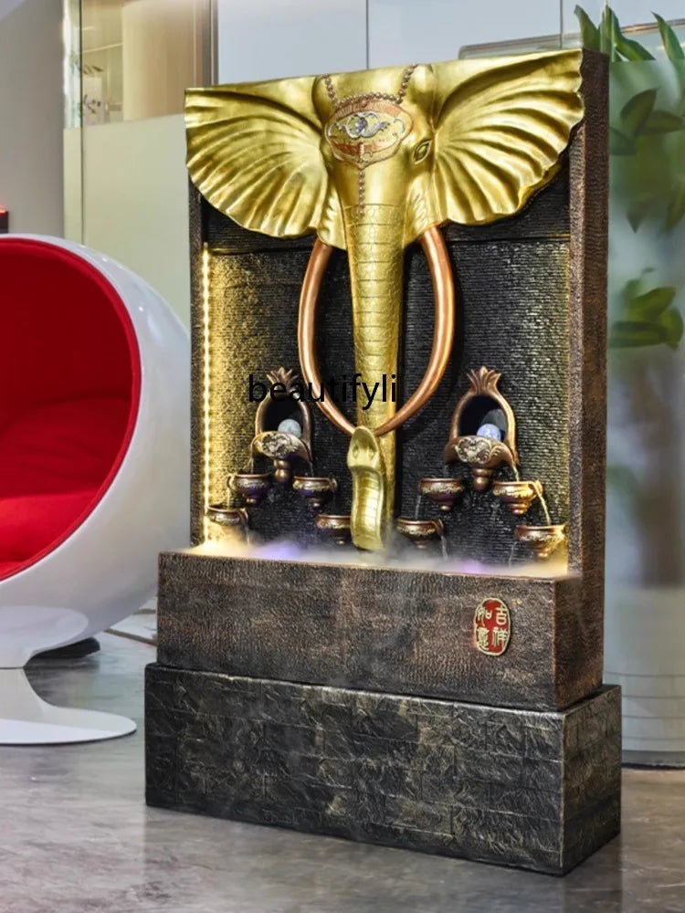 Water Fountain Elephant Floor Ornaments Water Curtain Wall Office Lucky Villa Entrance Hotel Club Opening Gift home accessories