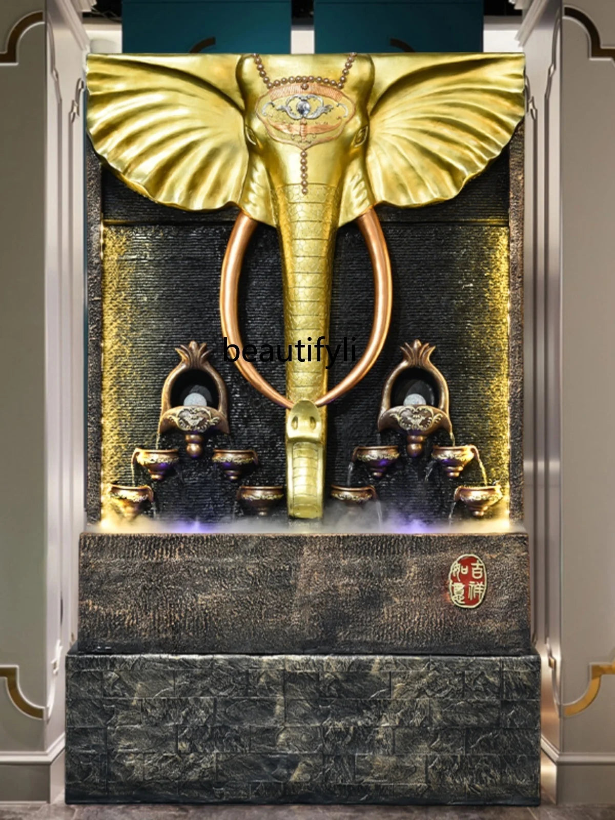 Water Fountain Elephant Floor Ornaments Water Curtain Wall Office Lucky Villa Entrance Hotel Club Opening Gift home accessories