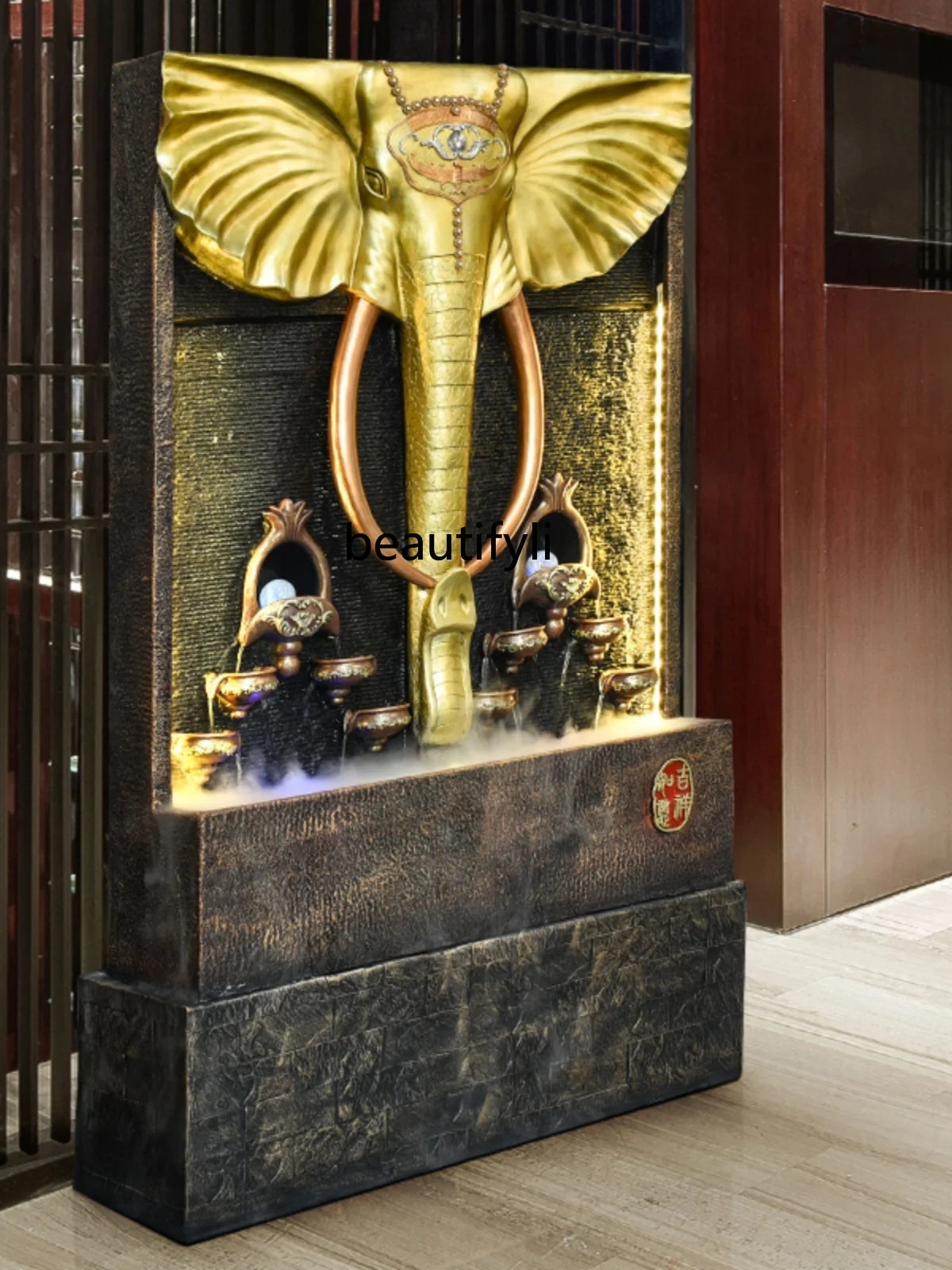 Water Fountain Elephant Floor Ornaments Water Curtain Wall Office Lucky Villa Entrance Hotel Club Opening Gift home accessories