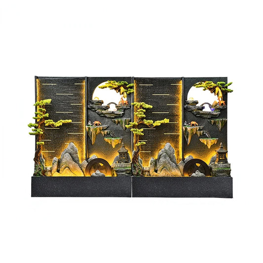 Water curtain wall flowing water wall villa courtyard screen double-sided rockery flowing water landscape landscaping ornaments