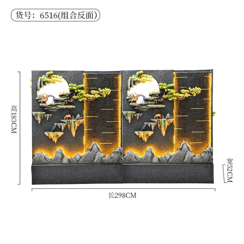 Water curtain wall flowing water wall villa courtyard screen double-sided rockery flowing water landscape landscaping ornaments