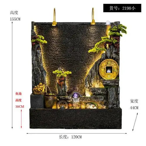 Water curtain wall flowing water wall villa courtyard screen double-sided rockery flowing water landscape landscaping ornaments
