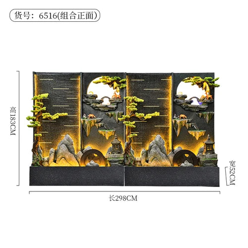 Water curtain wall flowing water wall villa courtyard screen double-sided rockery flowing water landscape landscaping ornaments