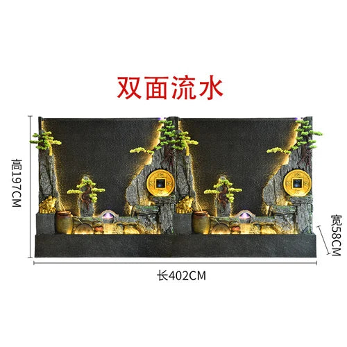 Water curtain wall flowing water wall villa courtyard screen double-sided rockery flowing water landscape landscaping ornaments