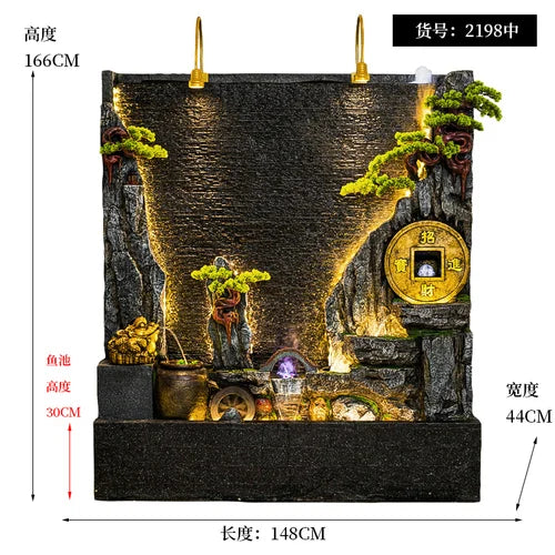 Water curtain wall flowing water wall villa courtyard screen double-sided rockery flowing water landscape landscaping ornaments