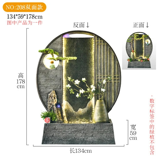 Water curtain wall flowing water wall villa courtyard screen double-sided rockery flowing water landscape landscaping ornaments
