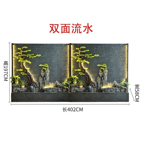 Water curtain wall flowing water wall villa courtyard screen double-sided rockery flowing water landscape landscaping ornaments