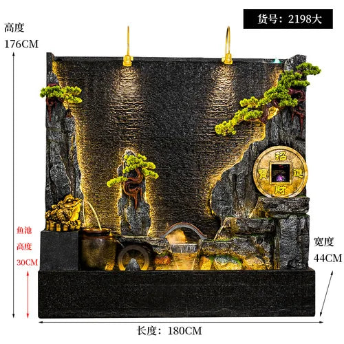 Water curtain wall flowing water wall villa courtyard screen double-sided rockery flowing water landscape landscaping ornaments