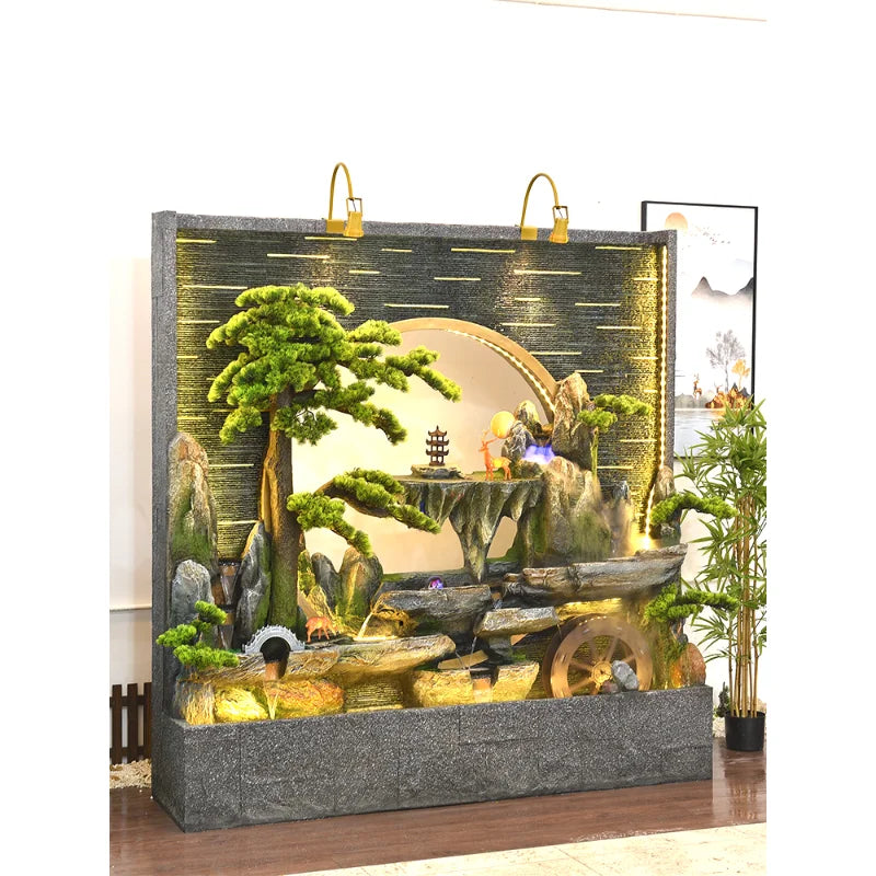 Water curtain wall rockery flowing water screen villa courtyard living room fountain fish pond decoration landscape ornaments