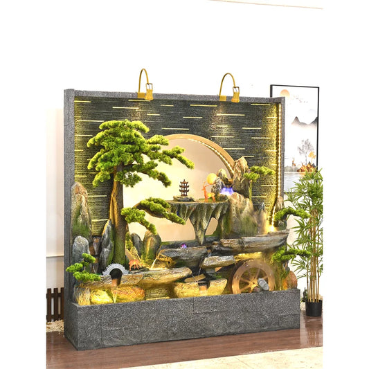 Water curtain wall rockery flowing water screen villa courtyard living room fountain fish pond decoration landscape ornaments