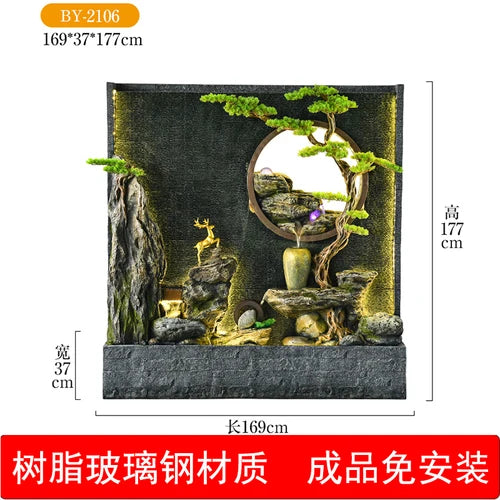 Water curtain wall rockery flowing water screen villa courtyard living room fountain fish pond decoration landscape ornaments