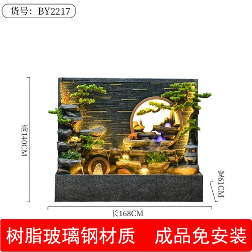 Water curtain wall rockery flowing water screen villa courtyard living room fountain fish pond decoration landscape ornaments