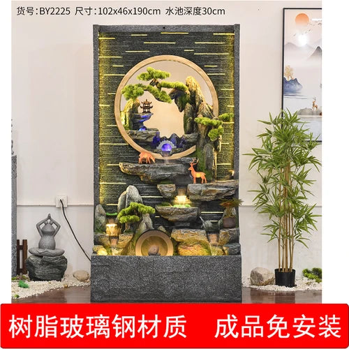 Water curtain wall rockery flowing water screen villa courtyard living room fountain fish pond decoration landscape ornaments