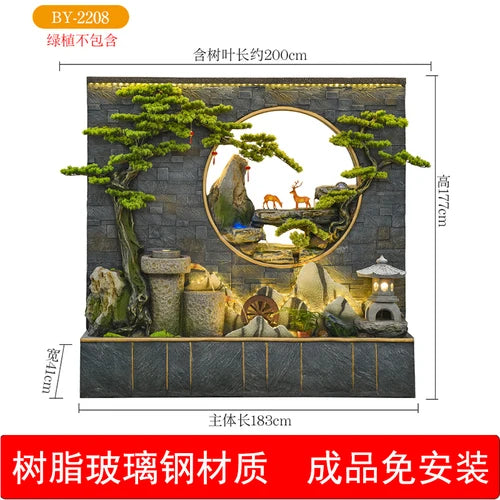 Water curtain wall rockery flowing water screen villa courtyard living room fountain fish pond decoration landscape ornaments