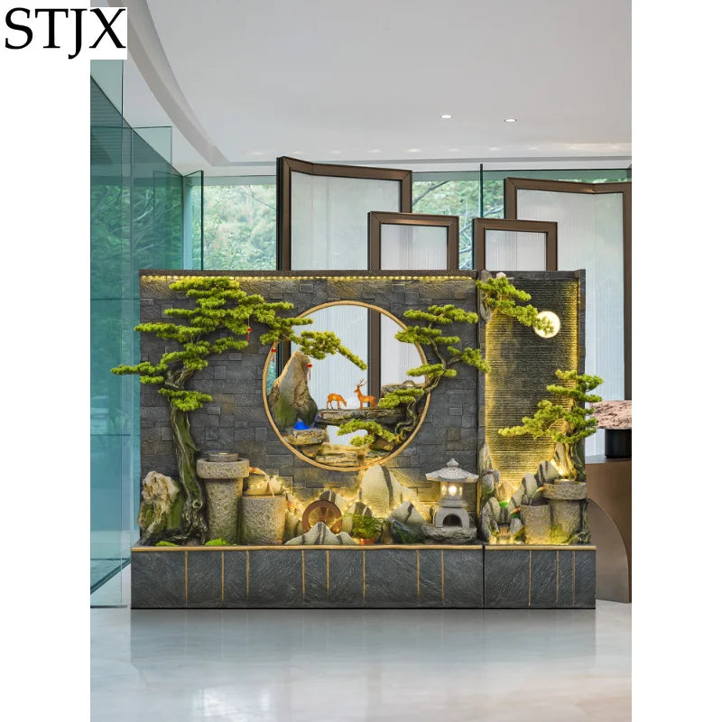 Water curtain wall rockery flowing water screen villa courtyard living room fountain fish pond decoration landscape ornaments