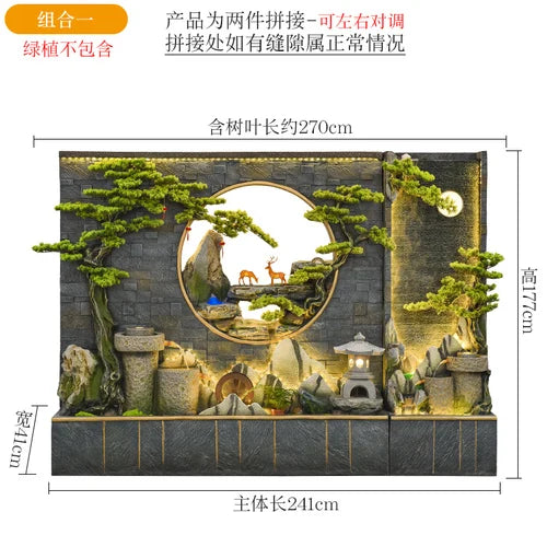 Water curtain wall rockery flowing water screen villa courtyard living room fountain fish pond decoration landscape ornaments