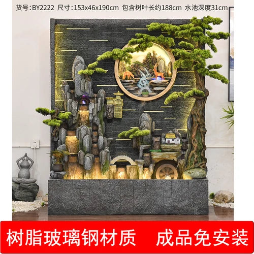 Water curtain wall rockery flowing water screen villa courtyard living room fountain fish pond decoration landscape ornaments