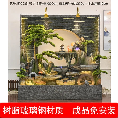 Water curtain wall rockery flowing water screen villa courtyard living room fountain fish pond decoration landscape ornaments
