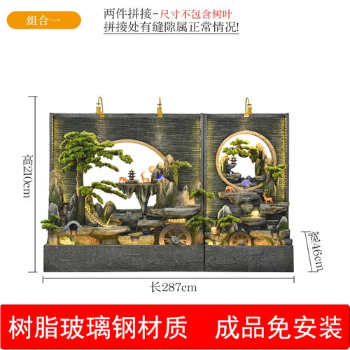 Water curtain wall rockery flowing water screen villa courtyard living room fountain fish pond decoration landscape ornaments