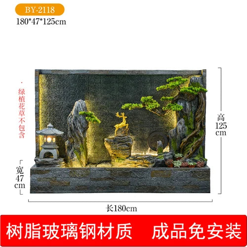 Water curtain wall rockery flowing water screen villa courtyard living room fountain fish pond decoration landscape ornaments