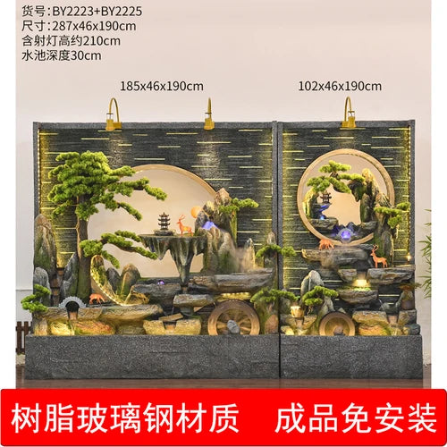 Water curtain wall rockery flowing water screen villa courtyard living room fountain fish pond decoration landscape ornaments
