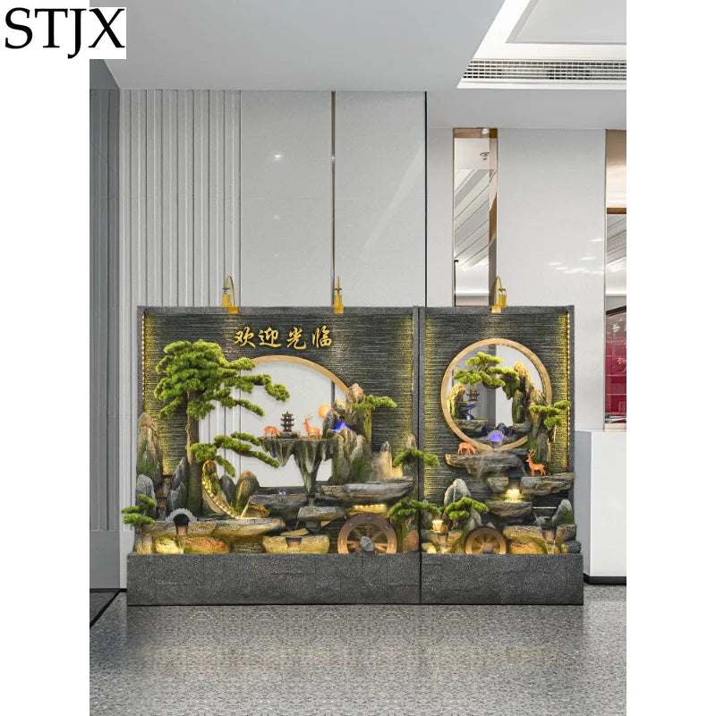 Water curtain wall rockery flowing water screen villa courtyard living room fountain fish pond decoration landscape ornaments