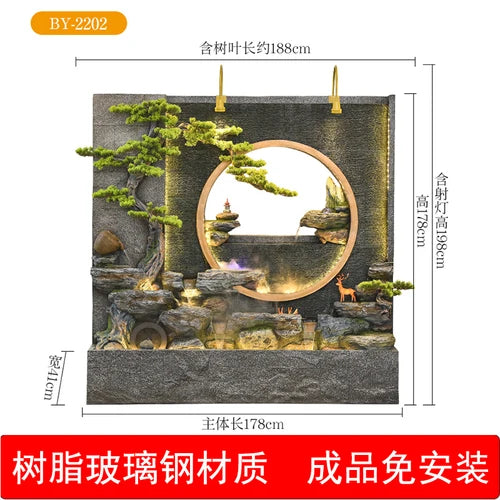Water curtain wall rockery flowing water screen villa courtyard living room fountain fish pond decoration landscape ornaments