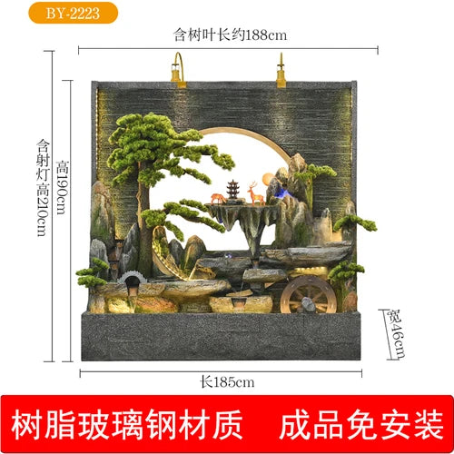 Water curtain wall rockery flowing water screen villa courtyard living room fountain fish pond decoration landscape ornaments