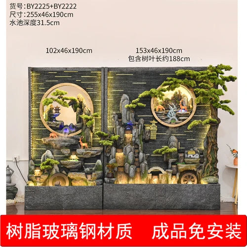 Water curtain wall rockery flowing water screen villa courtyard living room fountain fish pond decoration landscape ornaments