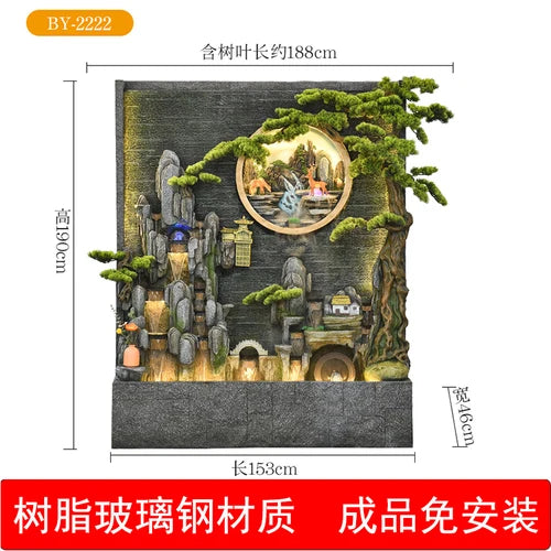 Water curtain wall rockery flowing water screen villa courtyard living room fountain fish pond decoration landscape ornaments