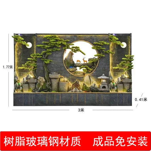 Water curtain wall rockery flowing water screen villa courtyard living room fountain fish pond decoration landscape ornaments
