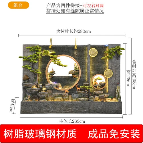 Water curtain wall rockery flowing water screen villa courtyard living room fountain fish pond decoration landscape ornaments