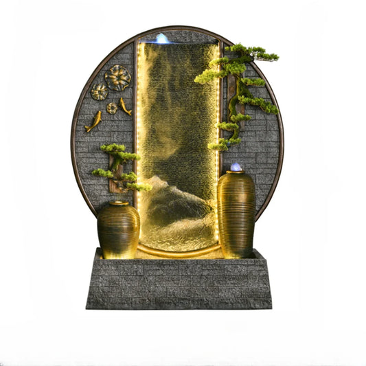 Water curtain wall rockery fountain decoration hotel living room screen decoration outdoor villa fish pond landscape decoration