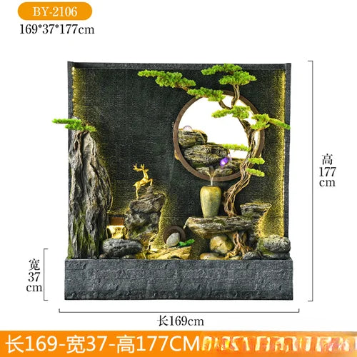 Water curtain wall rockery fountain decoration hotel living room screen decoration outdoor villa fish pond landscape decoration