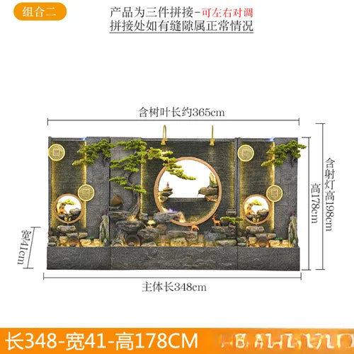 Water curtain wall rockery fountain decoration hotel living room screen decoration outdoor villa fish pond landscape decoration