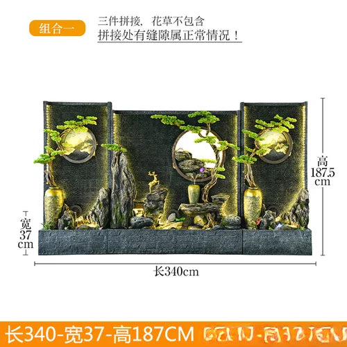 Water curtain wall rockery fountain decoration hotel living room screen decoration outdoor villa fish pond landscape decoration